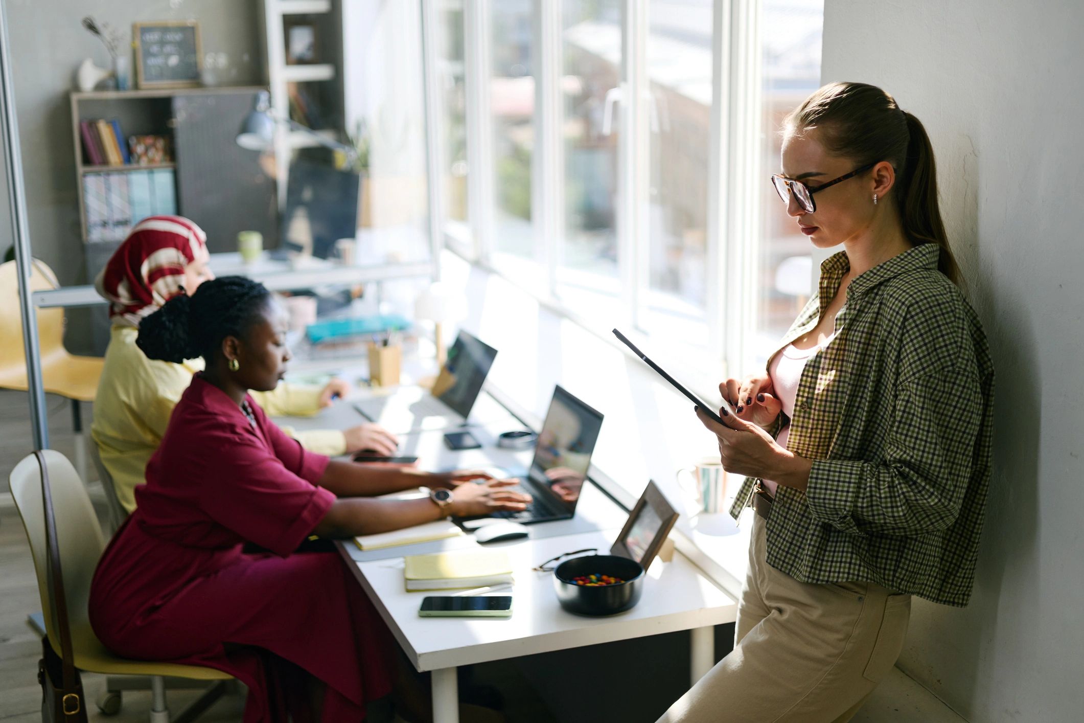 Business team collaborating in a modern office
